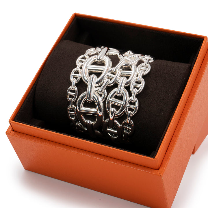 Hermès Chaîne d’Ancre Enchaînée Bracelet Very Large Model in Sterling Silver