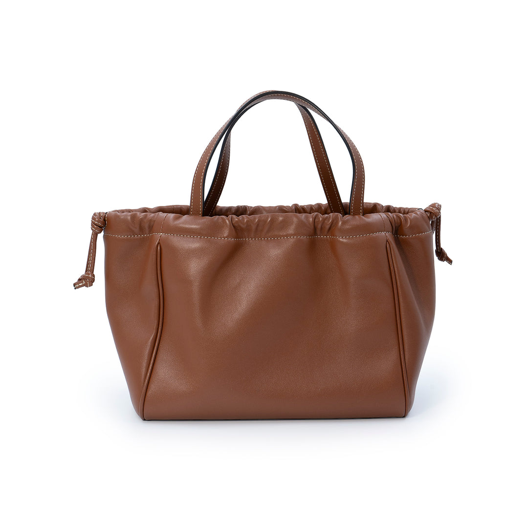 Céline Small Drawstring Bucket Bag in Tan Smooth Calfskin Leather with Triomphe Logo