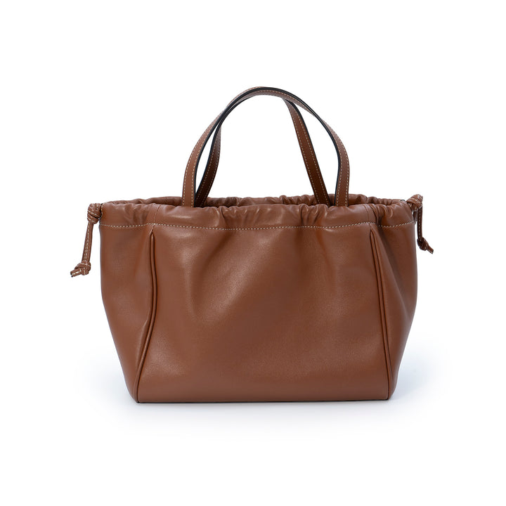 Céline Small Drawstring Bucket Bag in Tan Smooth Calfskin Leather with Triomphe Logo