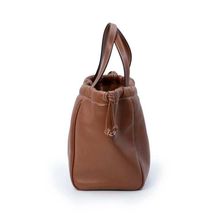 Céline Small Drawstring Bucket Bag in Tan Smooth Calfskin Leather with Triomphe Logo