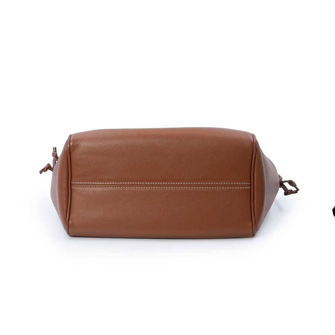 Céline Small Drawstring Bucket Bag in Tan Smooth Calfskin Leather with Triomphe Logo