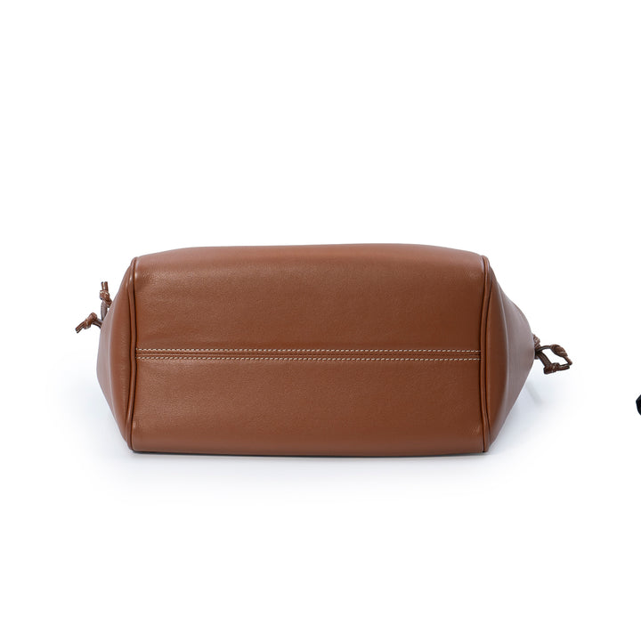 Céline Small Drawstring Bucket Bag in Tan Smooth Calfskin Leather with Triomphe Logo