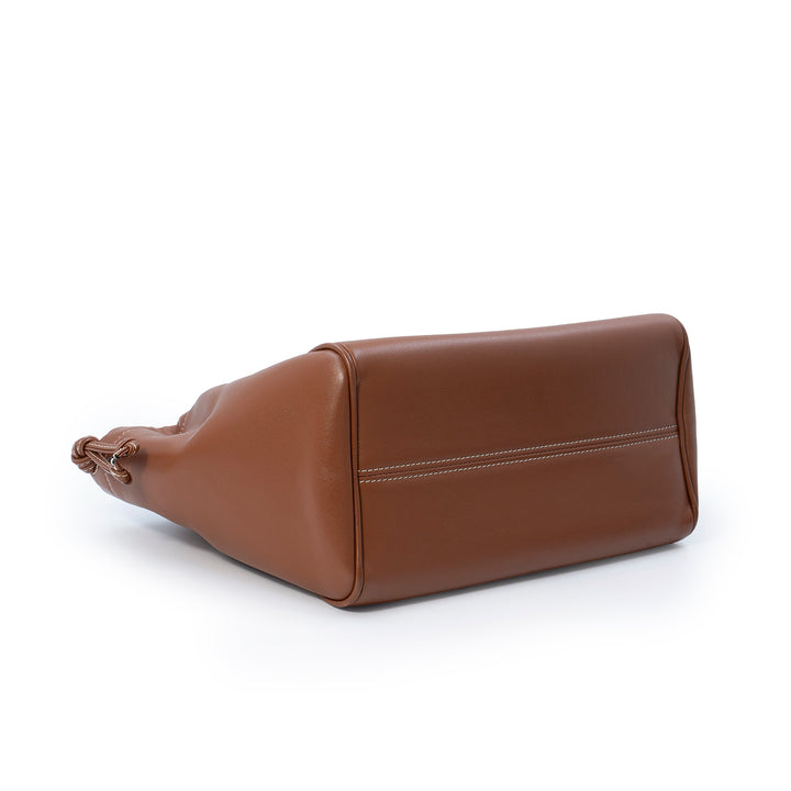 Céline Small Drawstring Bucket Bag in Tan Smooth Calfskin Leather with Triomphe Logo