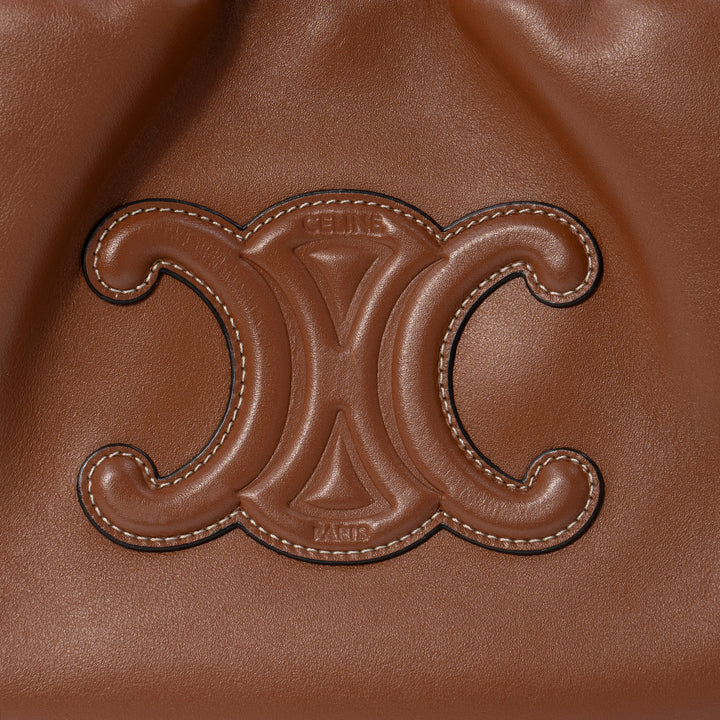 Céline Small Drawstring Bucket Bag in Tan Smooth Calfskin Leather with Triomphe Logo
