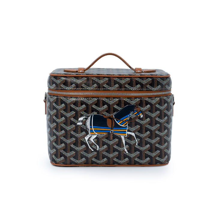 Goyard Hand Painted Vendôme Vanity Case in Brown Goyardine Canvas