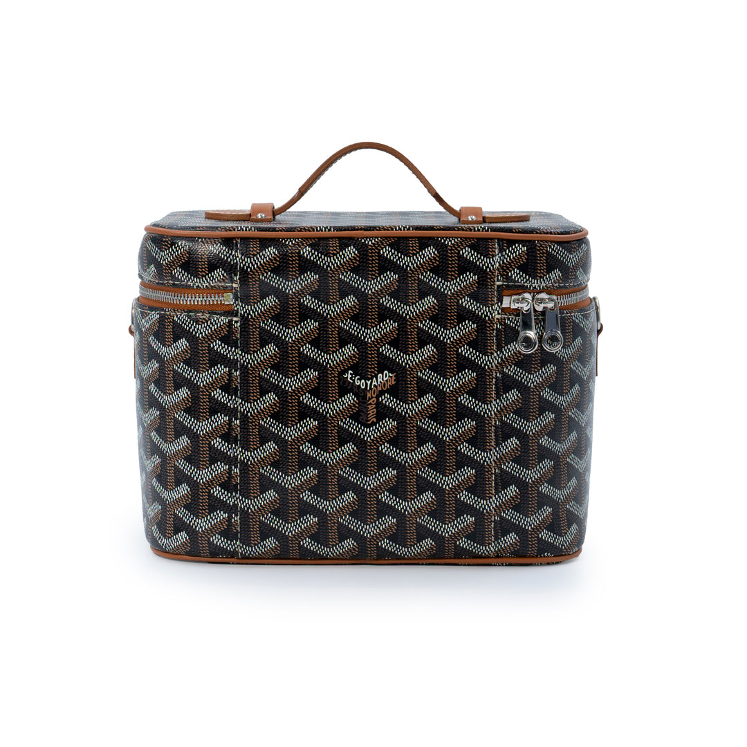 Goyard Hand Painted Vendôme Vanity Case in Brown Goyardine Canvas