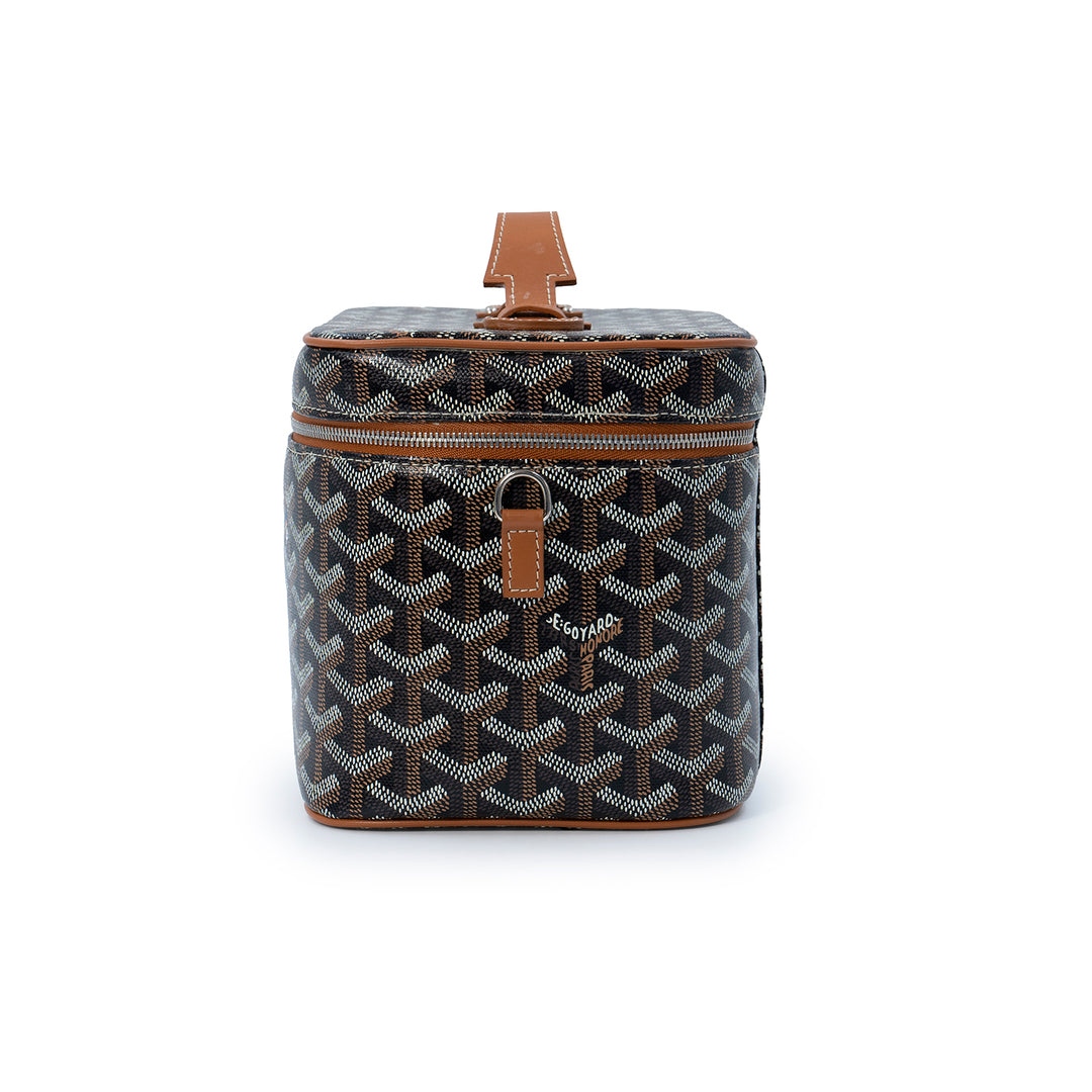 Goyard Hand Painted Vendôme Vanity Case in Brown Goyardine Canvas