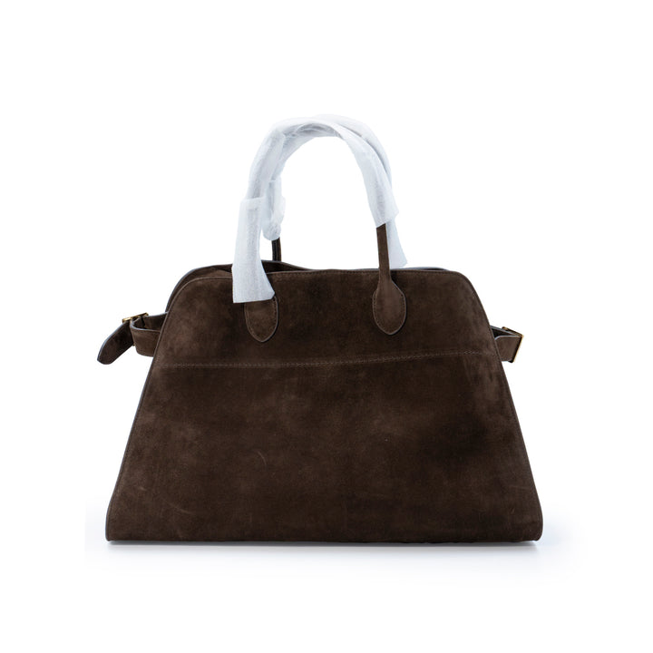 The Row margaux 15 Bag in Brown Suede