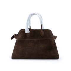 The Row margaux 15 Bag in Brown Suede