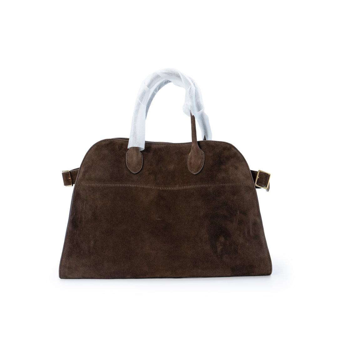 The Row margaux 15 Bag in Brown Suede