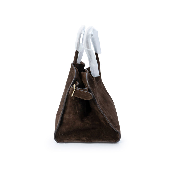 The Row margaux 15 Bag in Brown Suede