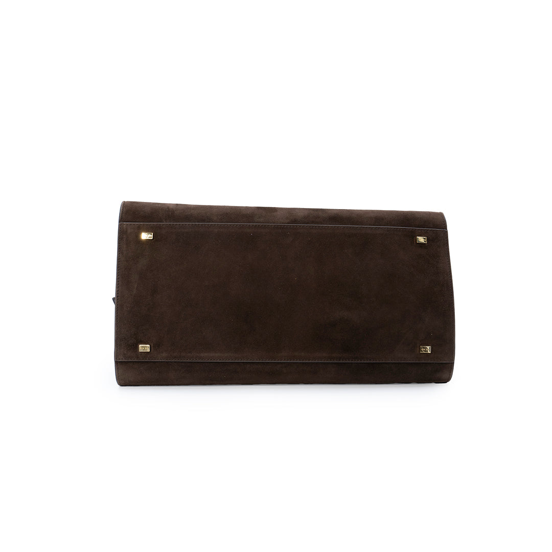The Row margaux 15 Bag in Brown Suede