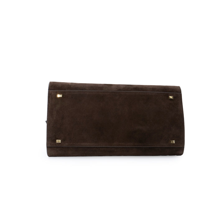 The Row margaux 15 Bag in Brown Suede