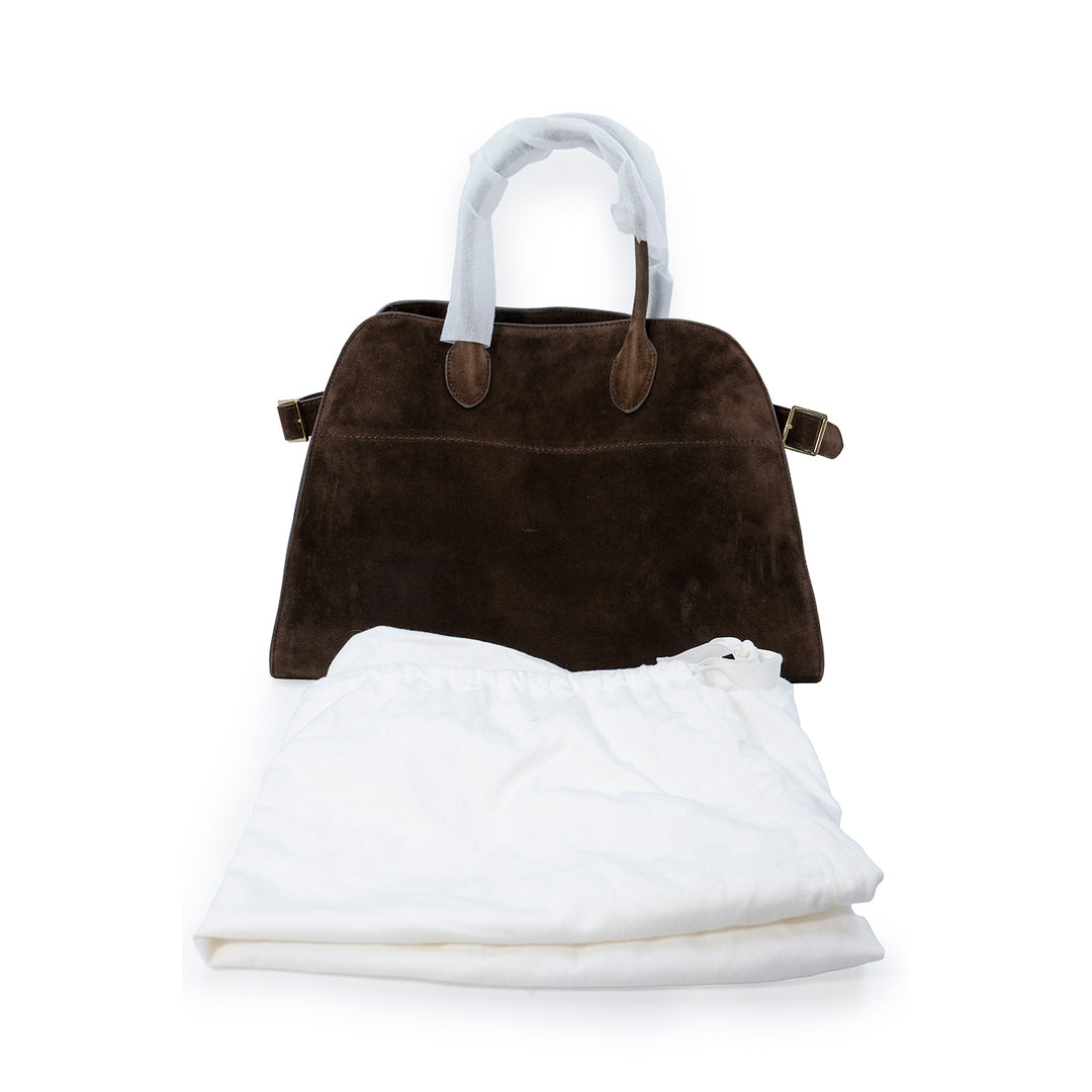 The Row margaux 15 Bag in Brown Suede