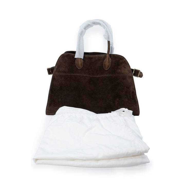 The Row margaux 15 Bag in Brown Suede