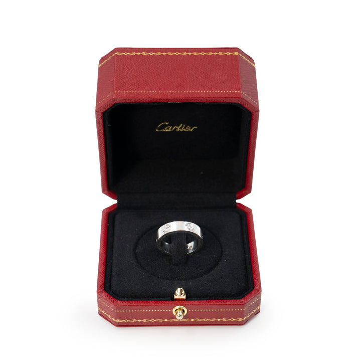 Cartier Love Ring in 18K White Gold Classic Model with 3 Diamonds