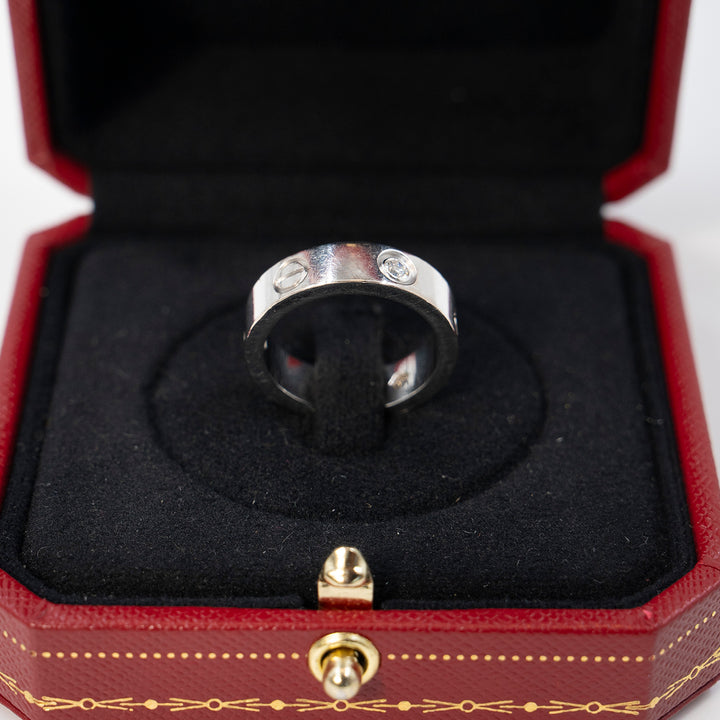 Cartier Love Ring in 18K White Gold Classic Model with 3 Diamonds