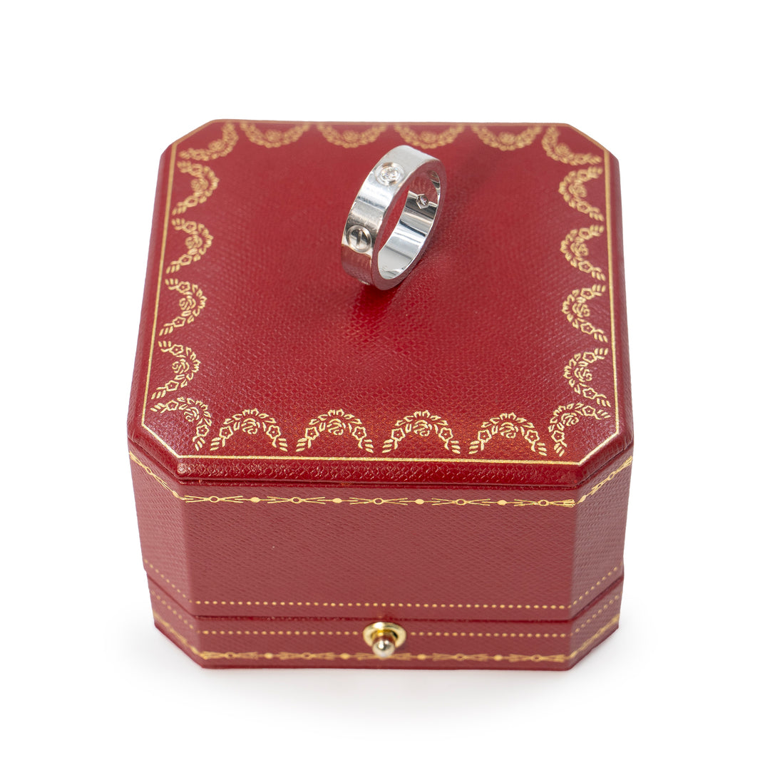 Cartier Love Ring in 18K White Gold Classic Model with 3 Diamonds