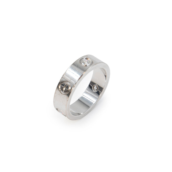Cartier Love Ring in 18K White Gold Classic Model with 3 Diamonds