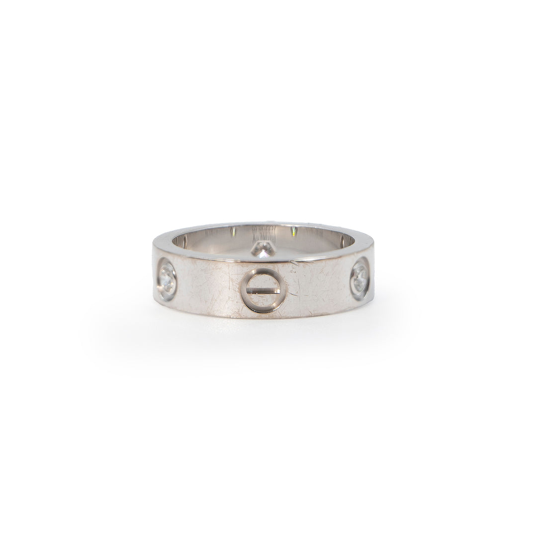Cartier Love Ring in 18K White Gold Classic Model with 3 Diamonds