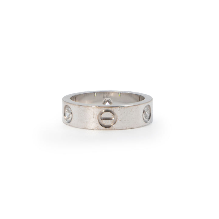 Cartier Love Ring in 18K White Gold Classic Model with 3 Diamonds