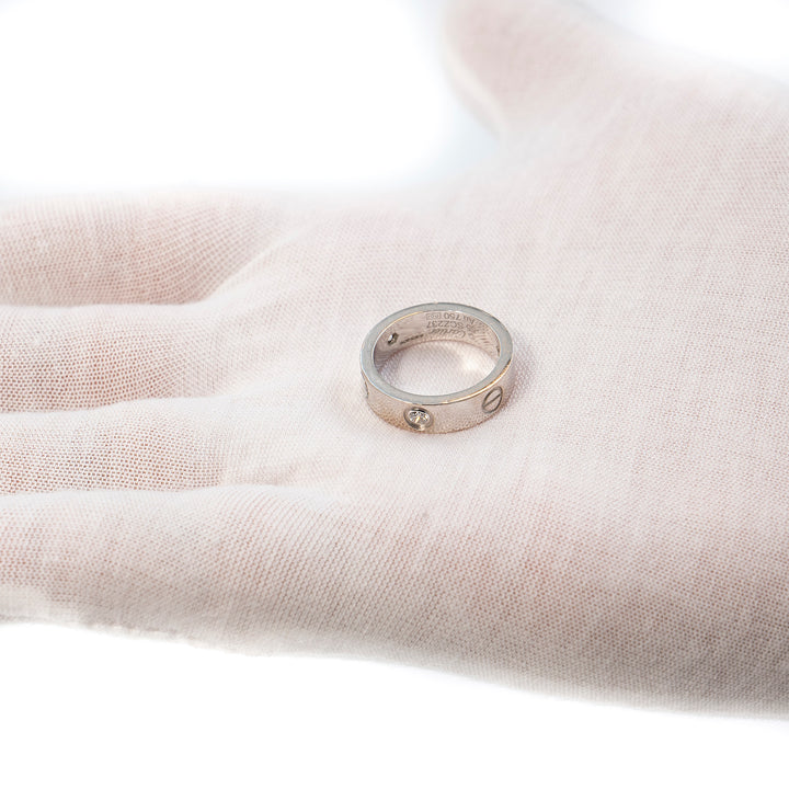 Cartier Love Ring in 18K White Gold Classic Model with 3 Diamonds