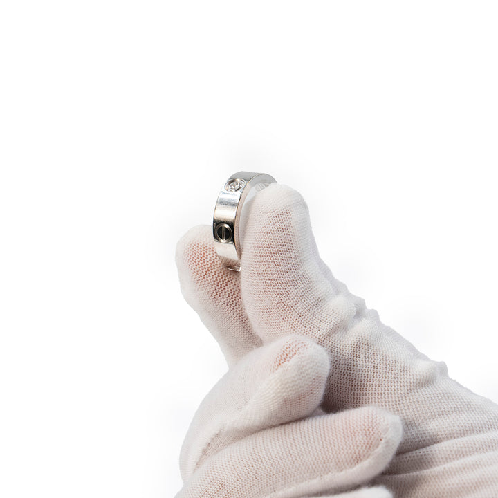 Cartier Love Ring in 18K White Gold Classic Model with 3 Diamonds
