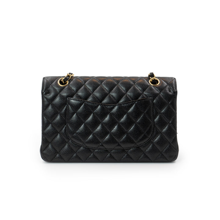 Chanel Medium Classic Double Flap Bag in Black Caviar Leather with Gold Hardware