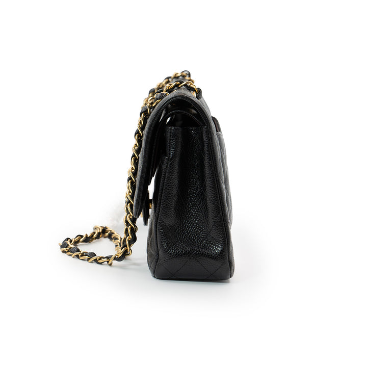 Chanel Medium Classic Double Flap Bag in Black Caviar Leather with Gold Hardware