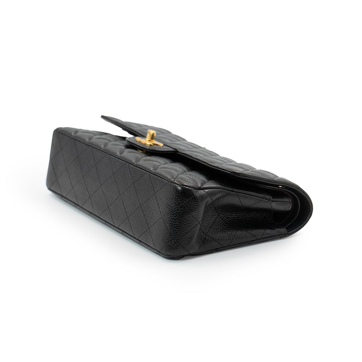 Chanel Medium Classic Double Flap Bag in Black Caviar Leather with Gold Hardware