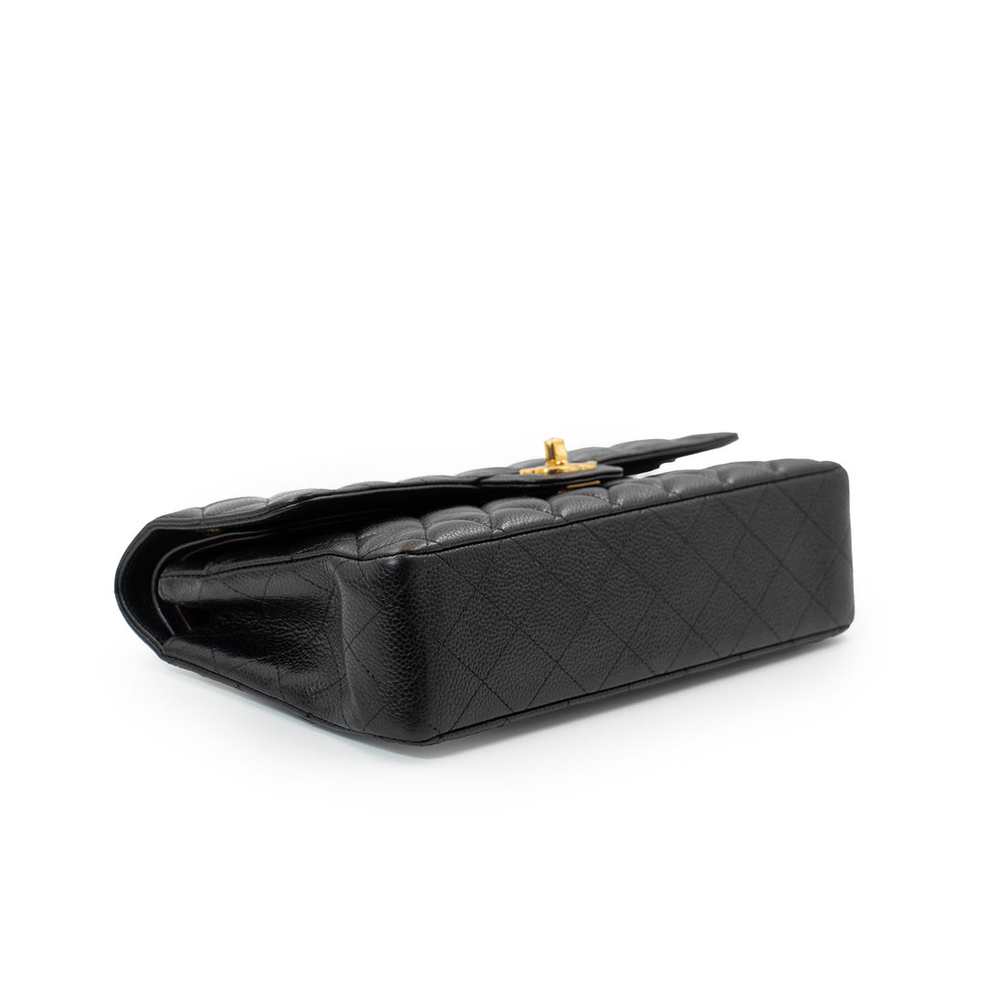 Chanel Medium Classic Double Flap Bag in Black Caviar Leather with Gold Hardware