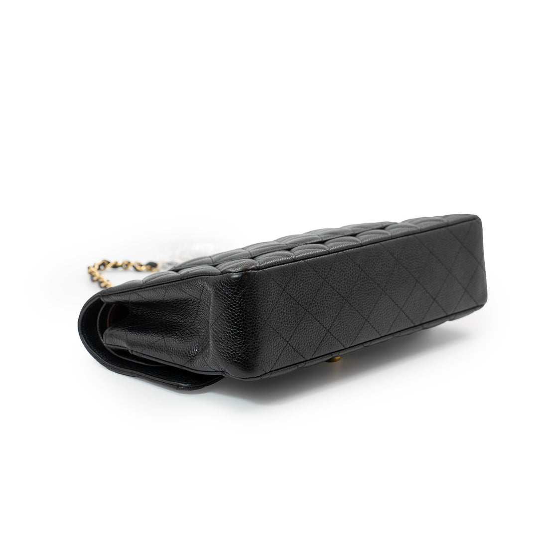 Chanel Medium Classic Double Flap Bag in Black Caviar Leather with Gold Hardware
