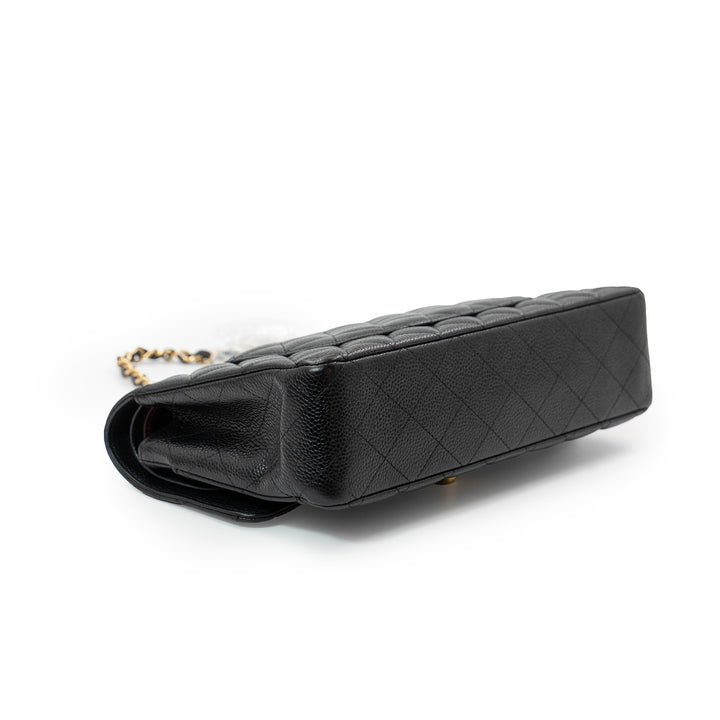Chanel Medium Classic Double Flap Bag in Black Caviar Leather with Gold Hardware