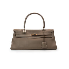 Hermès Kelly Shoulder Bag in Etoupe Taurillon Clemence Leather with Palladium Hardware