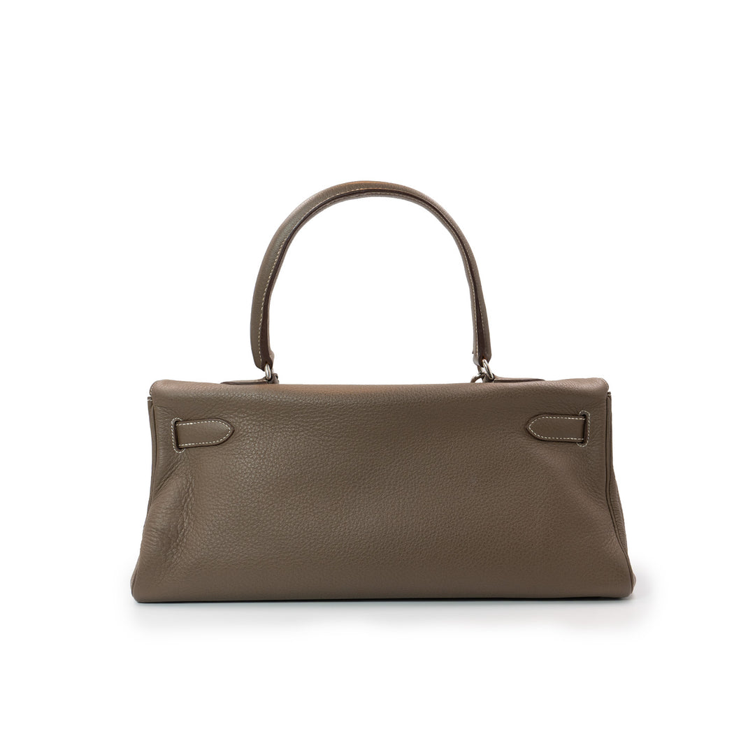 Hermès Kelly Shoulder Bag in Etoupe Taurillon Clemence Leather with Palladium Hardware