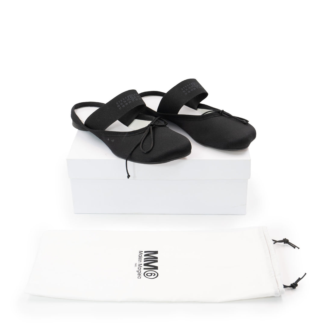 Maison Margiela Black Satin Anatomic Logo Ballerina
