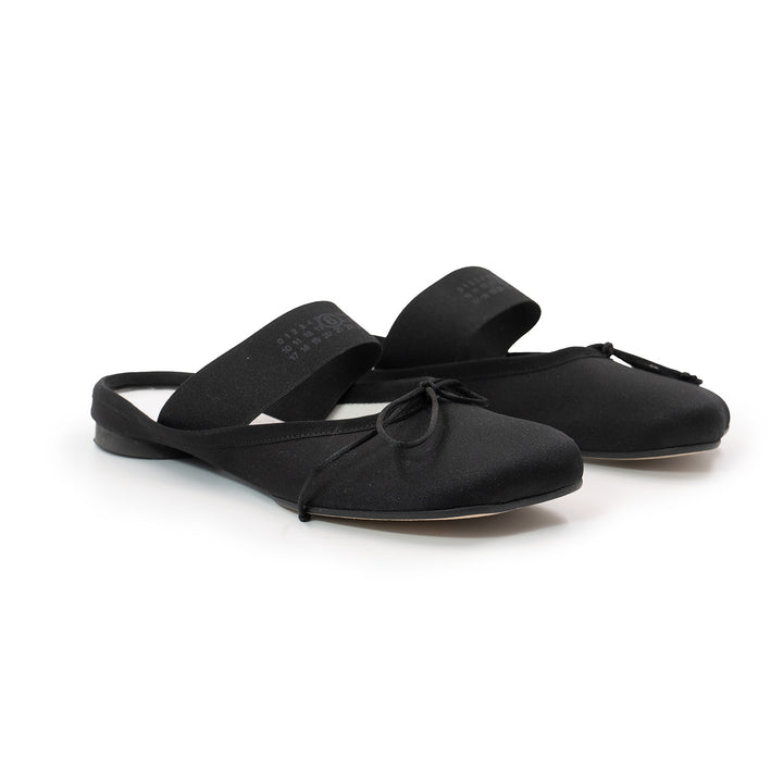 Maison Margiela Black Satin Anatomic Logo Ballerina