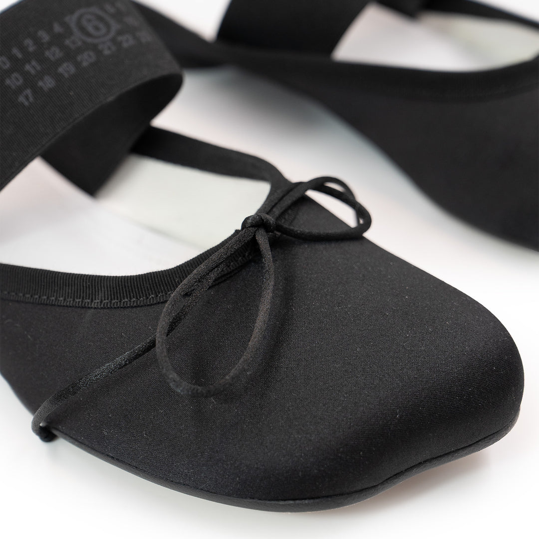 Maison Margiela Black Satin Anatomic Logo Ballerina