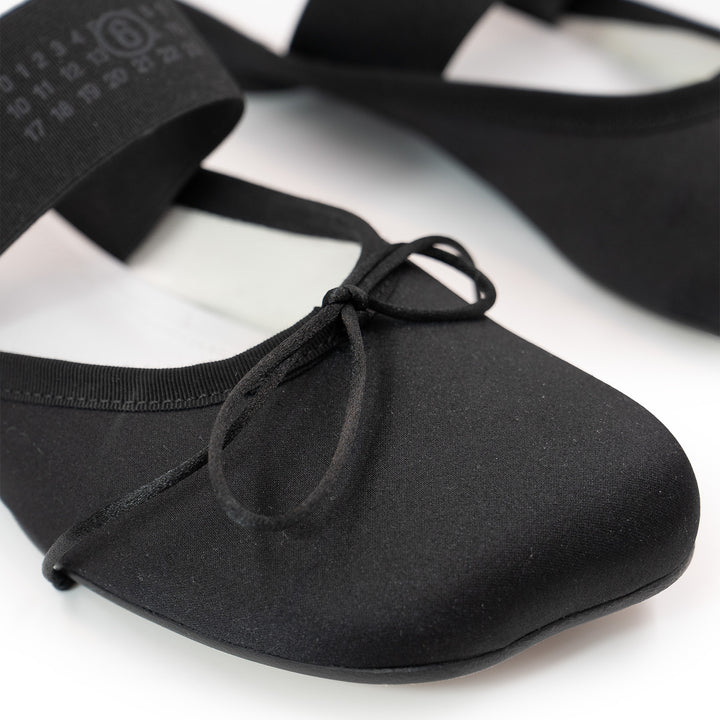 Maison Margiela Black Satin Anatomic Logo Ballerina