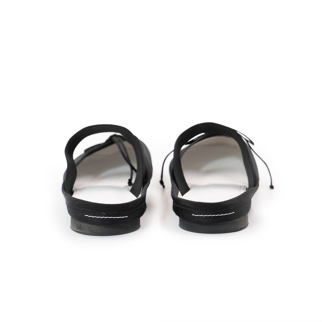 Maison Margiela Black Satin Anatomic Logo Ballerina