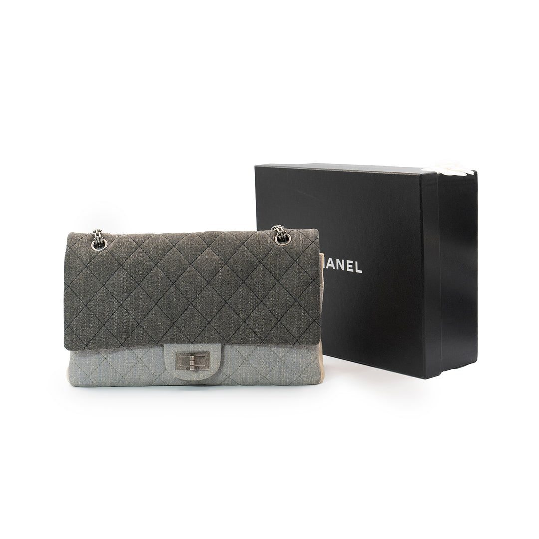 Chanel 2.55 Reissue Large Tri-Color Denim Flap Bag with Ruthenium Hardware