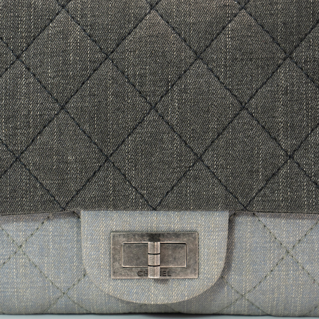 Chanel 2.55 Reissue Large Tri-Color Denim Flap Bag with Ruthenium Hardware