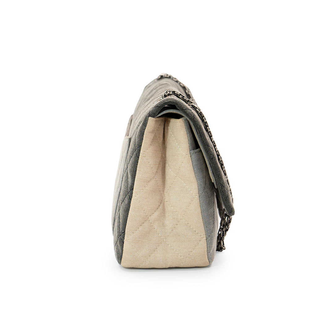 Chanel 2.55 Reissue Large Tri-Color Denim Flap Bag with Ruthenium Hardware