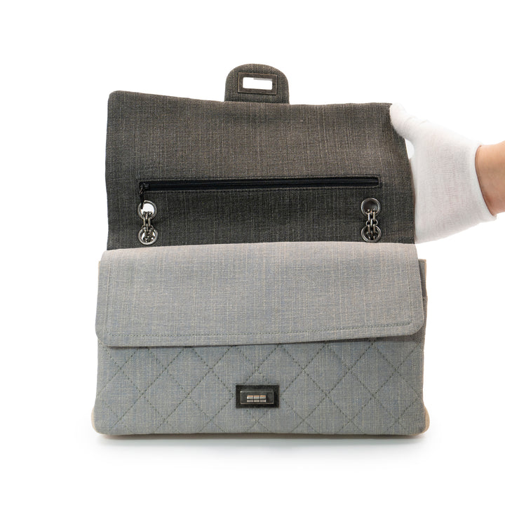 Chanel 2.55 Reissue Large Tri-Color Denim Flap Bag with Ruthenium Hardware