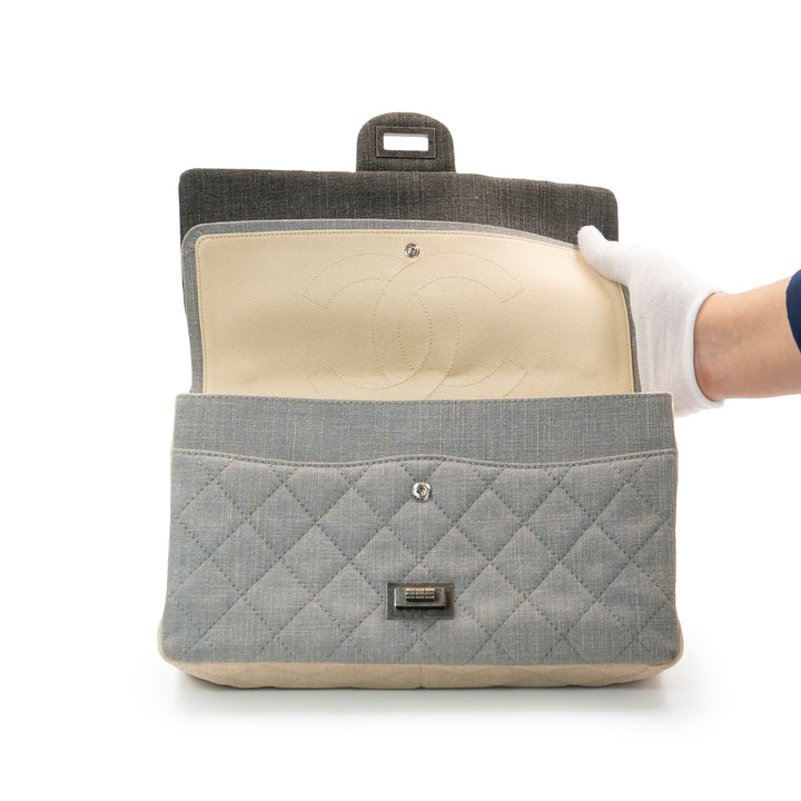 Chanel 2.55 Reissue Large Tri-Color Denim Flap Bag with Ruthenium Hardware