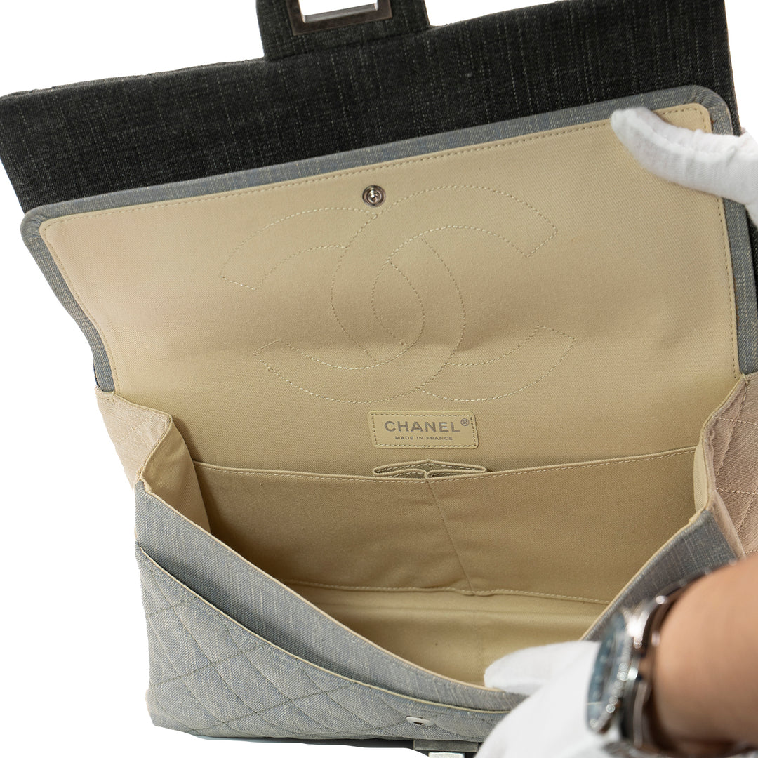 Chanel 2.55 Reissue Large Tri-Color Denim Flap Bag with Ruthenium Hardware