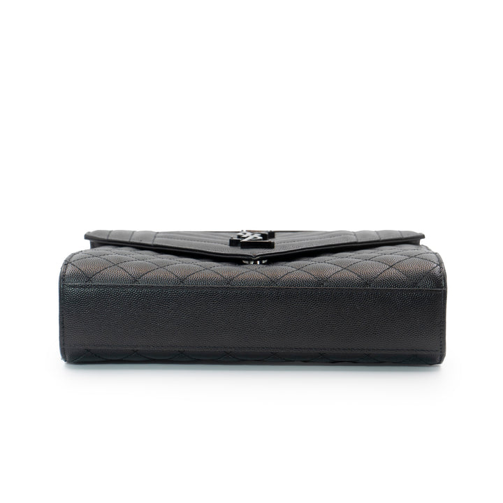 Saint Laurent Envelope Medium Chain Bag in Black Calfskin Leather