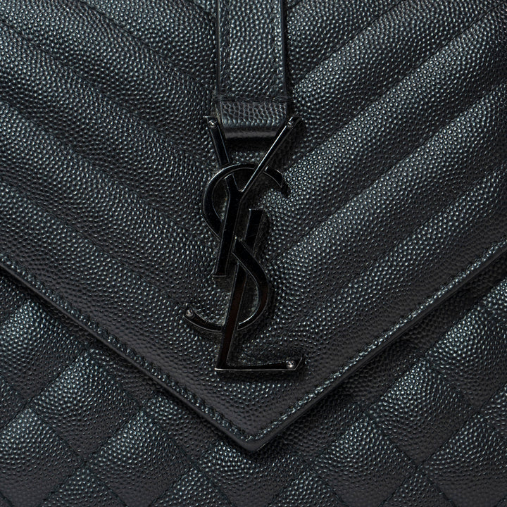 Saint Laurent Envelope Medium Chain Bag in Black Calfskin Leather