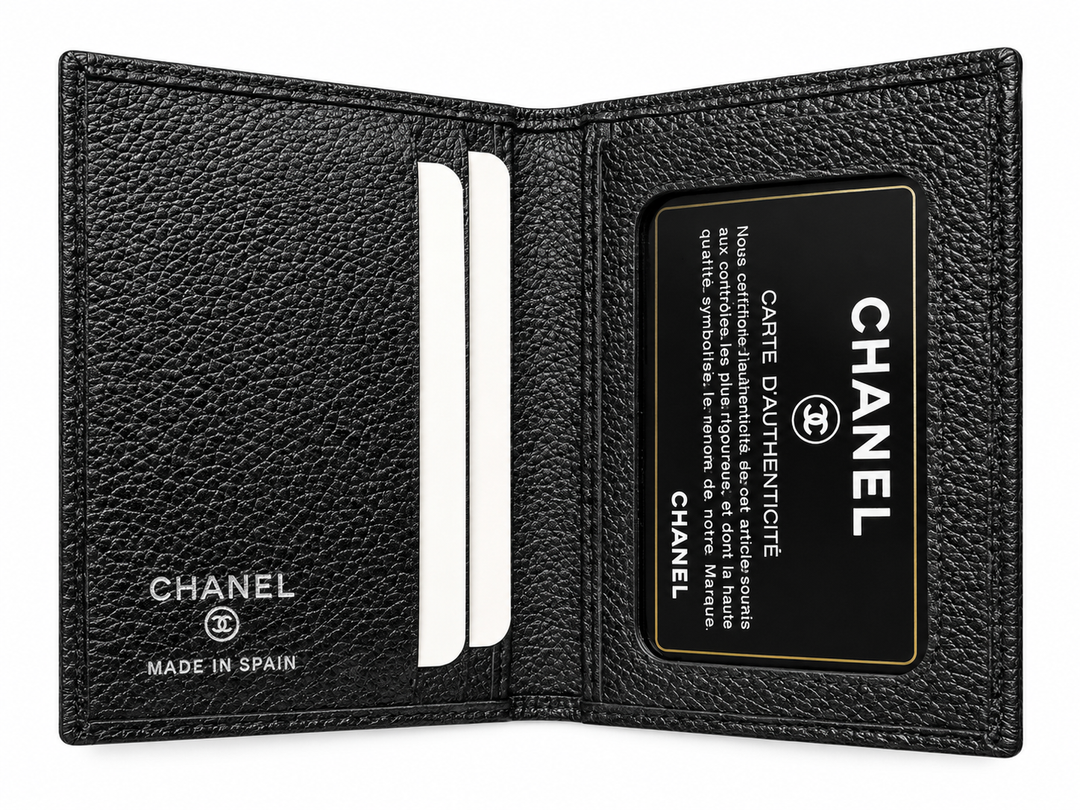 CHANEL Bifold Wallet in Black Calfskin Leather with Silver Tone Hardware
