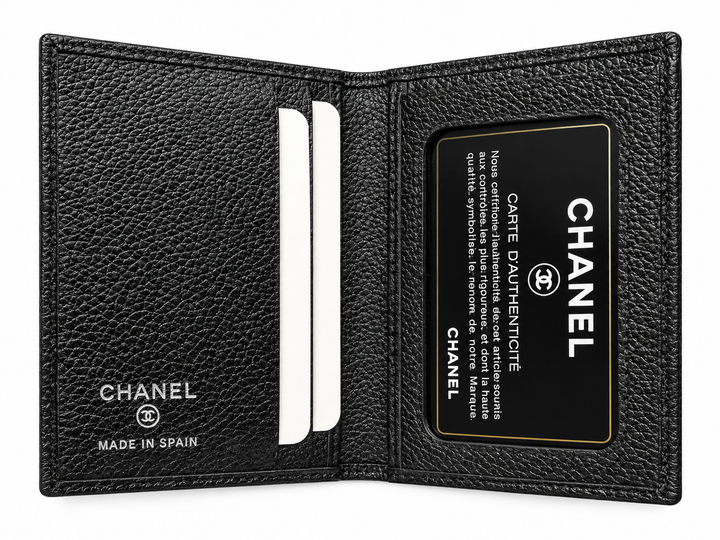 CHANEL Bifold Wallet in Black Calfskin Leather with Silver Tone Hardware